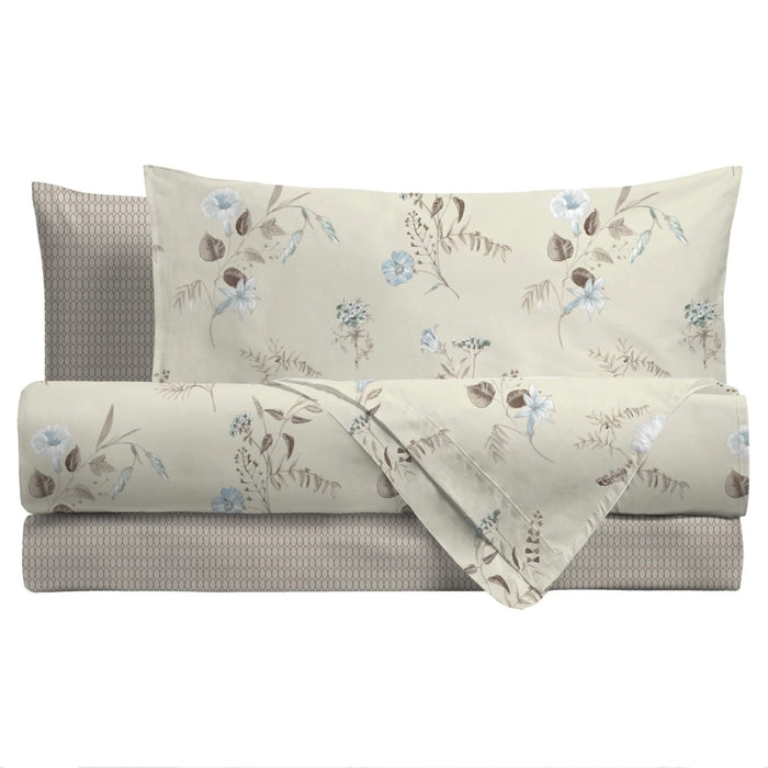 Completo Letto Meredith Beige in Cotone Piazza e Mezza