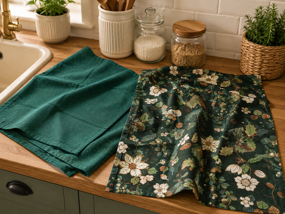 Set 2 Strofinacci 50x70cm Lathuile Autunno Verde
