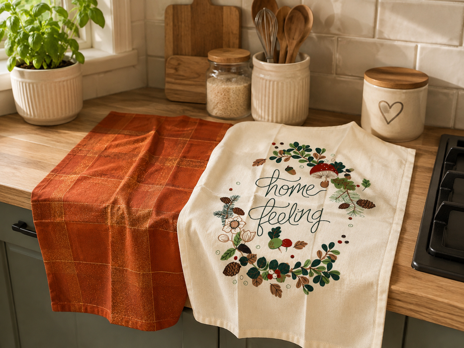 Set 2 Strofinacci 50x70cm Lathuile Autunno Ruggine