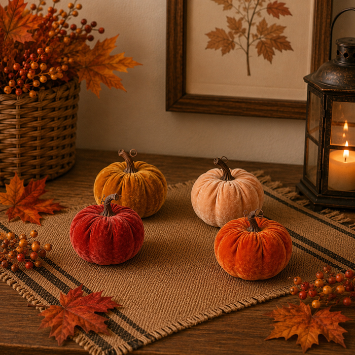 Zucca Decorativa in Velluto D. 9cm - 4 Colori