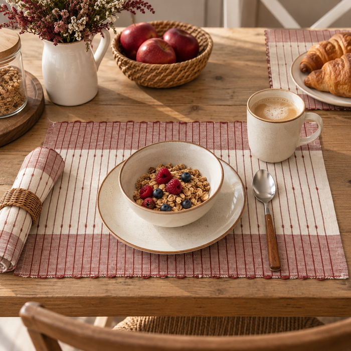 Coppia Tovagliette Colazione Boho Red