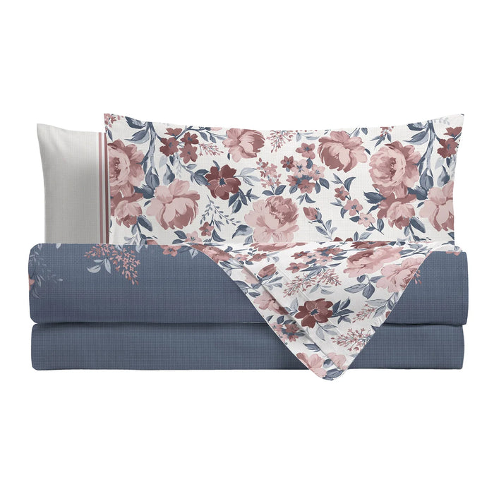 Completo Letto Matrimoniale Emmatheo 2 in 1 Blu/Rosa