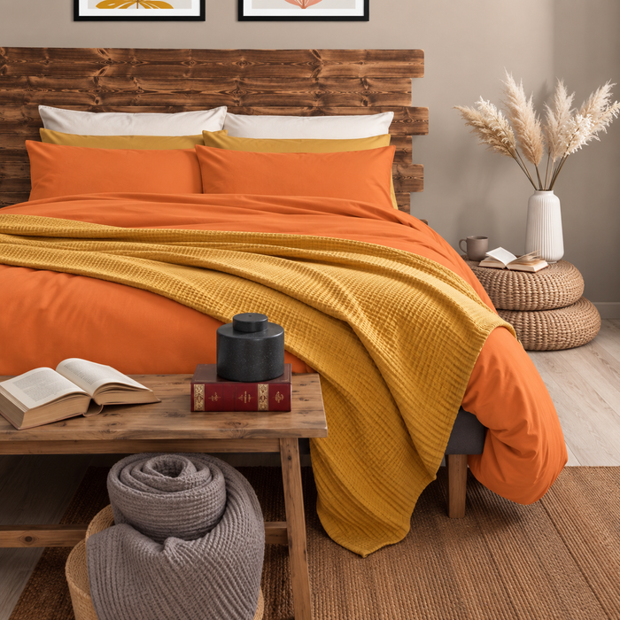 Austin Blue Double Duvet Cover Set in Recycled Cotton