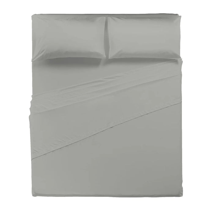 Completo Letto Matrimoniale in Percalle Tinta Unita Grigio