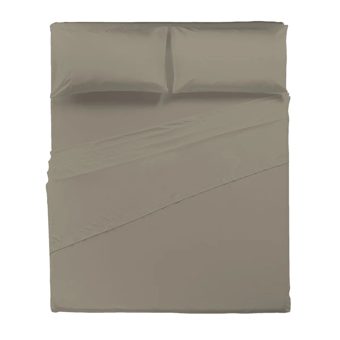 Completo Letto Matrimoniale in Percalle Tinta Unita Beige