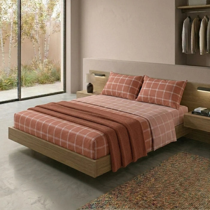 Completo Letto in Cotone Matrimoniale Efrem Ruggine