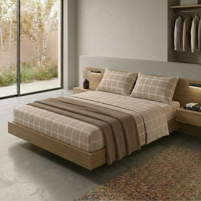 Completo Letto in Cotone Matrimoniale Efrem Beige
