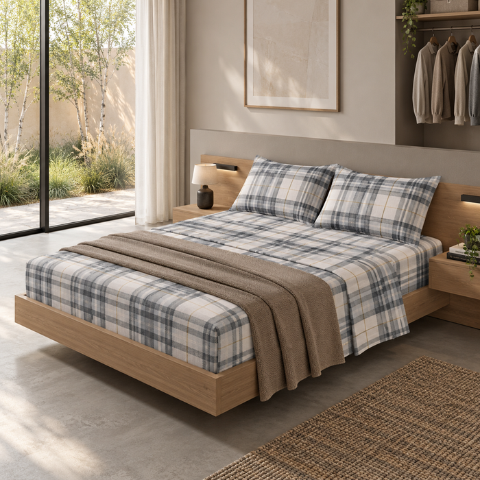 Completo Letto in Cotone Matrimoniale Kody Grigio