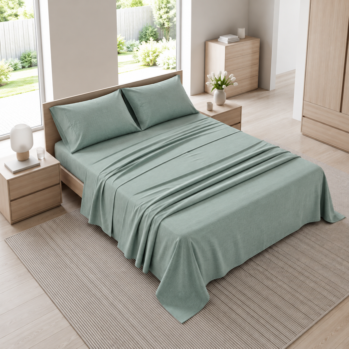 Completo Letto Matrimoniale Tinta Unita Salvia