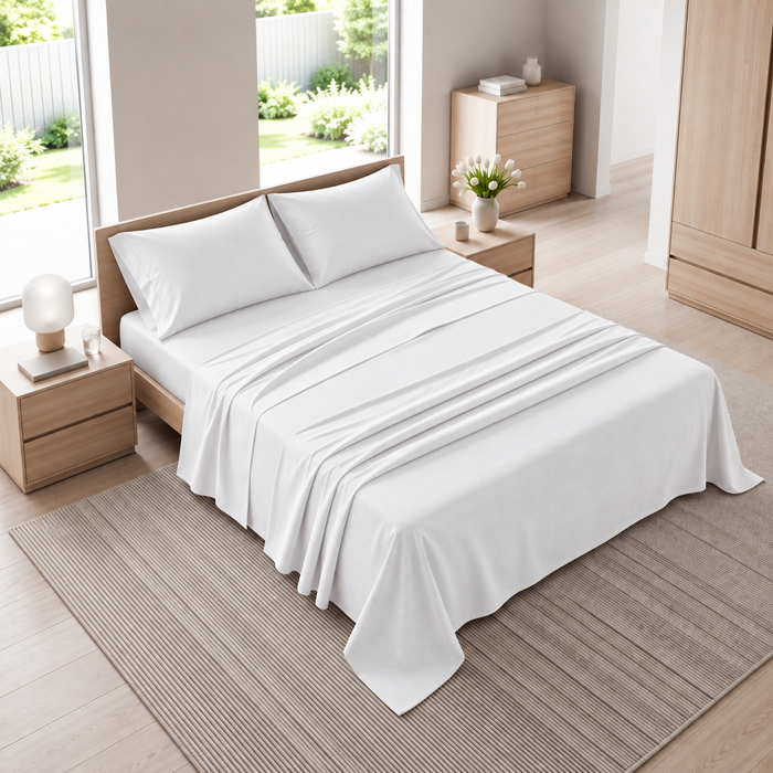 Completo Letto Matrimoniale Tinta Unita Bianco