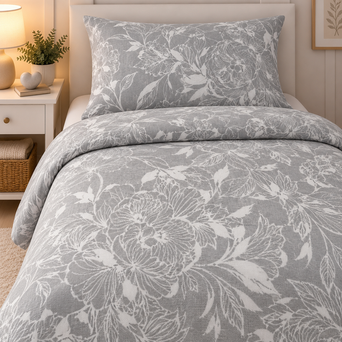 Completo Letto in Flanella Singolo Chablis Grigio