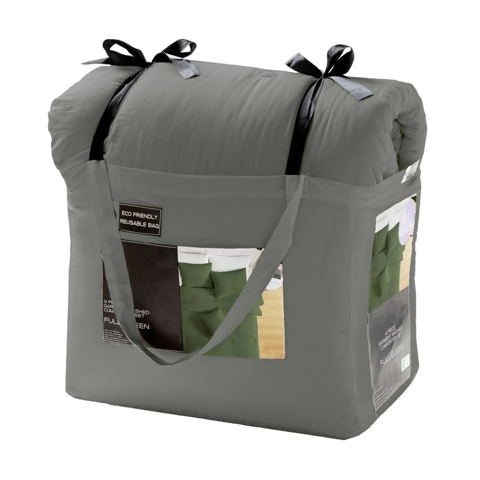 Set 4 Pezzi - Trapunta con Federe e Cuscino Arredo Grigio Antracite