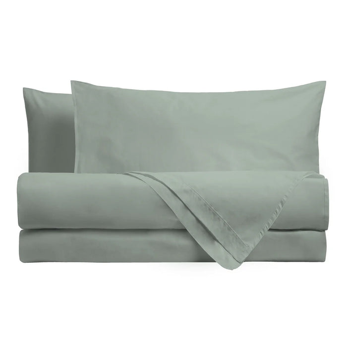 Completo Letto Matrimoniale in Percalle Tinta Unita Verde Salvia