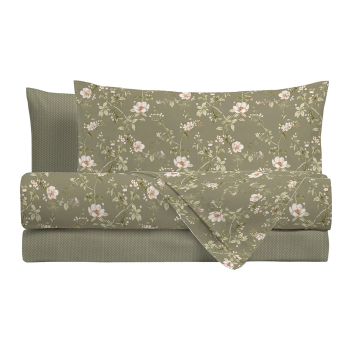 Completo Letto Singolo in Cotone Pauline Verde