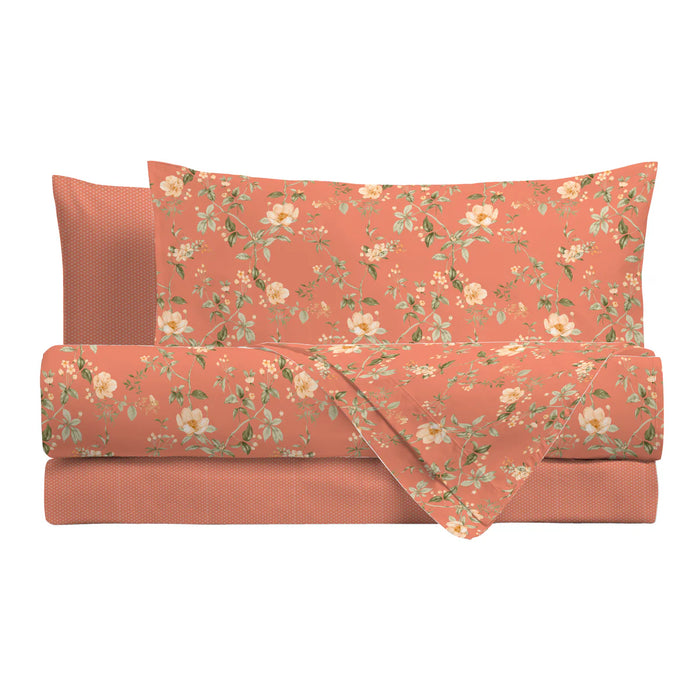 Completo Letto in Cotone Piazza e Mezza Pauline Corallo