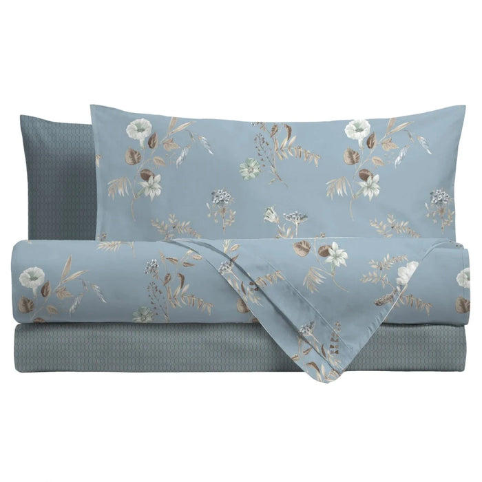 Completo Letto in Cotone Matrimoniale Meredith Azzurro