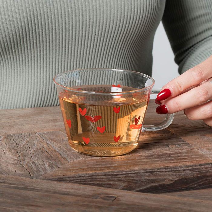 Set 2 Tazze 480ml Colazione "Tappezzeria Cuore Rosso"
