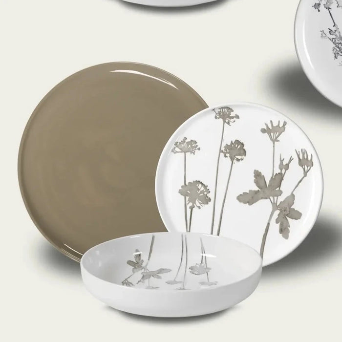 Servizio 18 Piatti Fiori D’Inverno Grigio