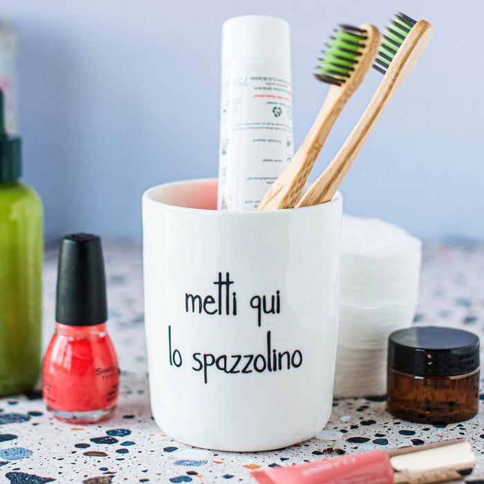 Portaspazzolino “Metti qui lo Spazzolino”