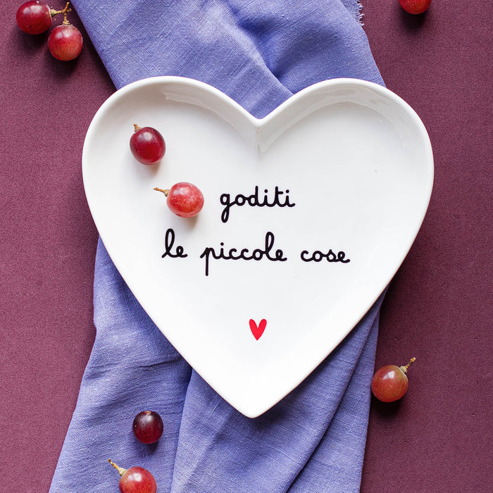 Set 2 Piattini Cuore 18cm “Goditi le Piccole Cose”