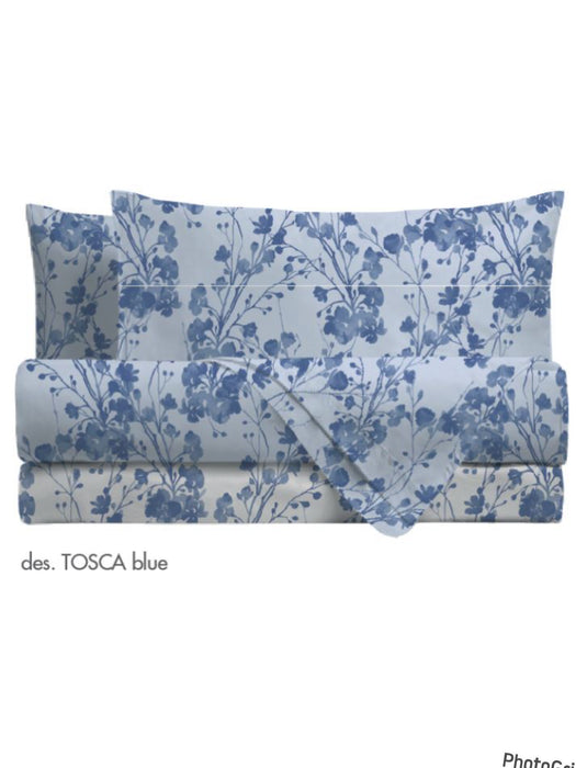 Completo Letto Tosca Blu in Cotone Singolo