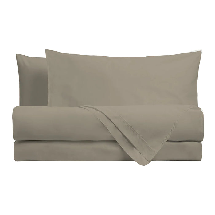 Completo Letto Matrimoniale in Percalle Tinta Unita Beige