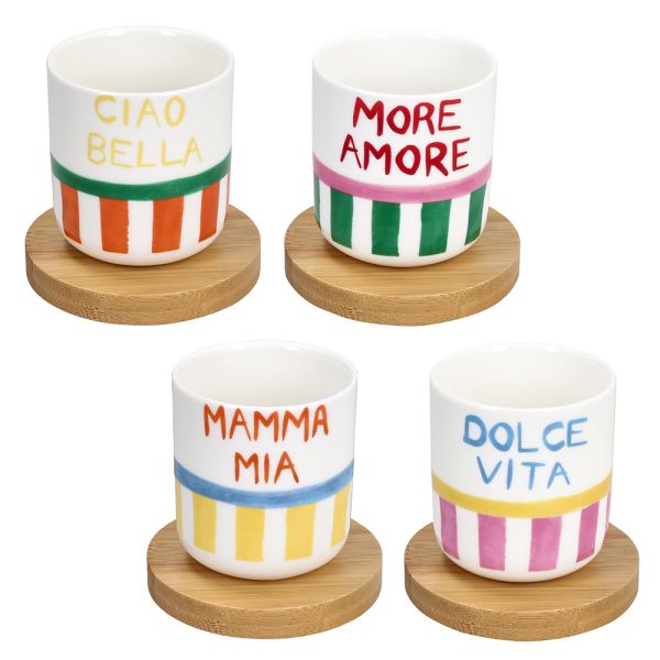 Set 4 Bicchierini Caffè con Piattino Pop