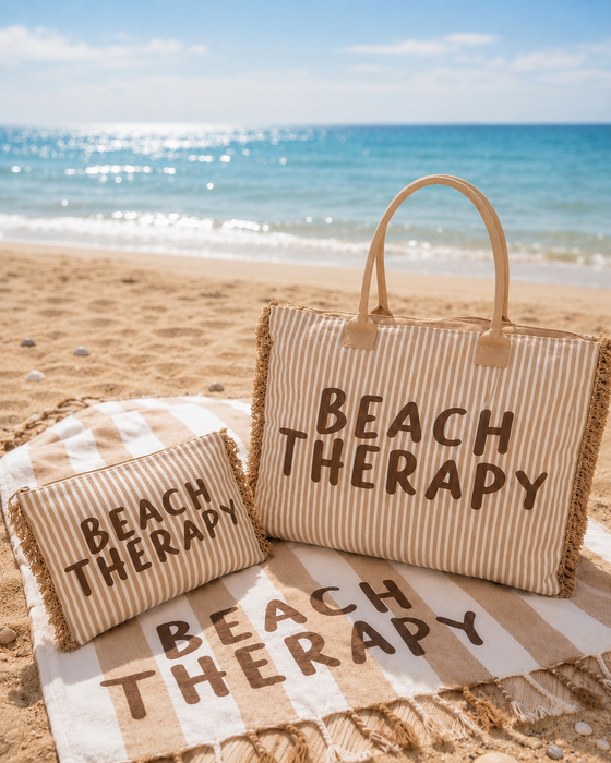 Beach Therapy Beige - Telo Mare, Pochette, Borsa Mare
