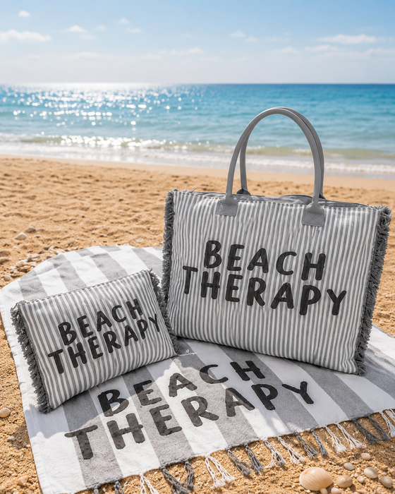Beach Therapy Grigio - Telo Mare, Pochette, Borsa Mare