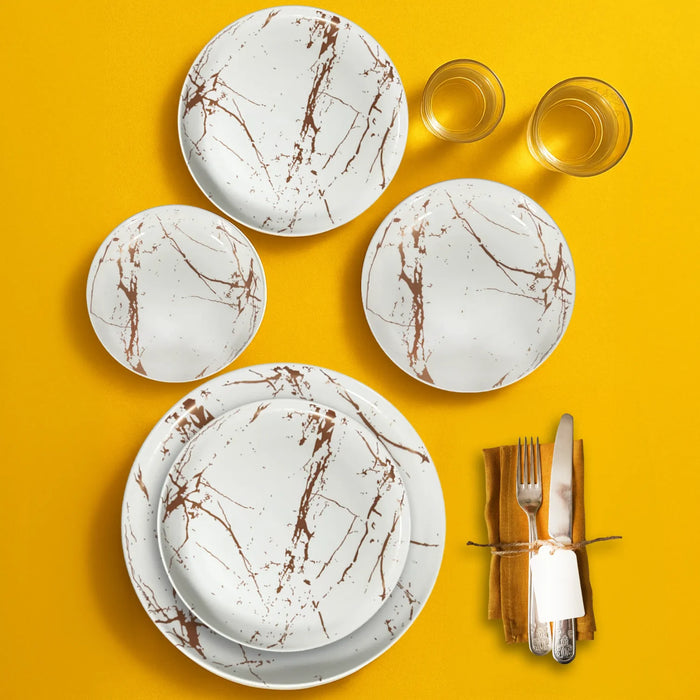 Servizio 18 Piatti Marble Bianco