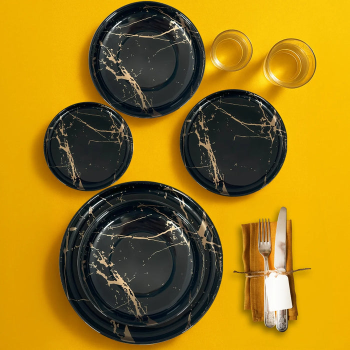 Servizio 18 Piatti Marble Nero