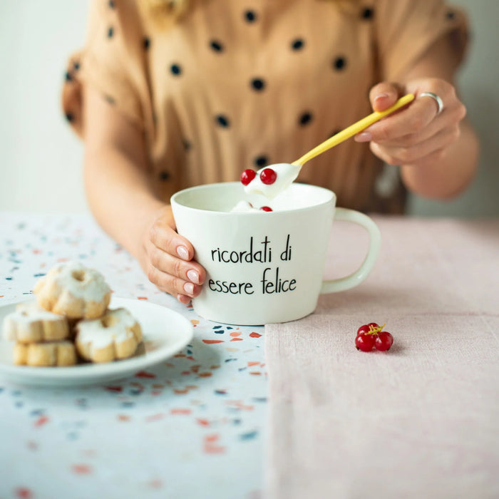 Set 2 Tazze Colazione "Ricordati di Essere Felice"