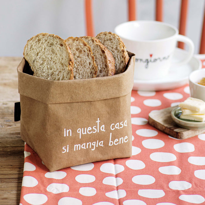 Cestino Pane in Cellulosa "In questa Casa si Mangia Bene"