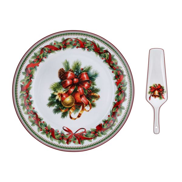 Piatto Torta con Pala Christmas Eve 27cm