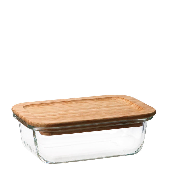 Glass Kitchen Jar with Medium Wood Lid