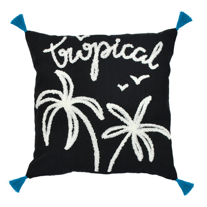 Cuscino Tassel Tropical 40x40cm Nero