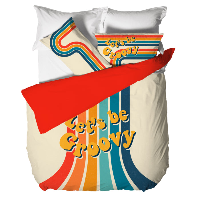 Groovy Duvet Cover in Cotton with Single and Half Digital Print