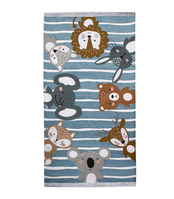Tappeto Arredo Amici Animali Azzurro