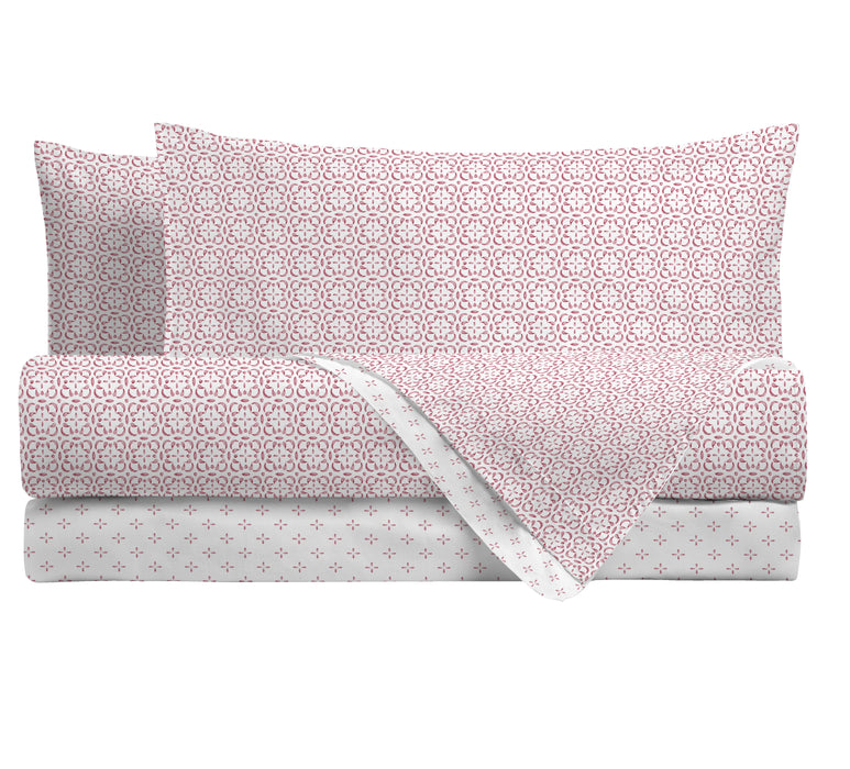 Completo Letto Flanella Aster Rosa Matrimoniale