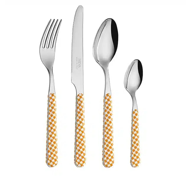 Orange Pied De Poule Cutlery