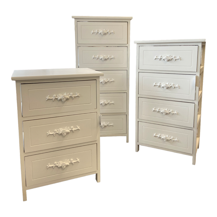 Chests of Drawers in Polished Wood with Flower Handle