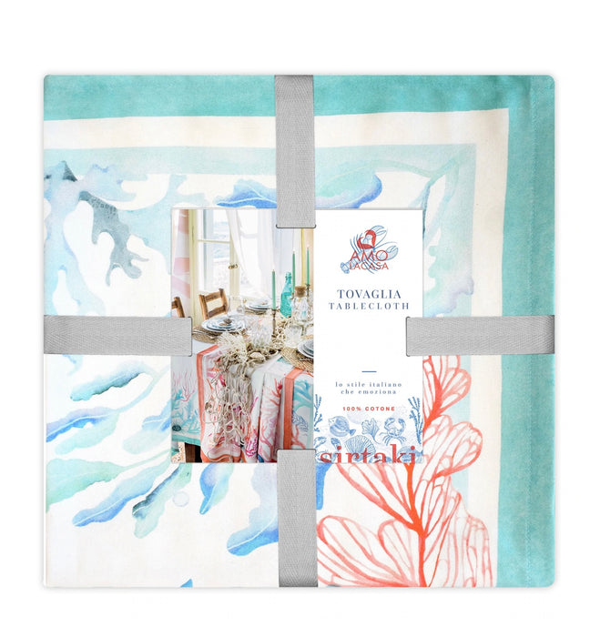 Cotton Tablecloth 140x240cm Sirtaki Light Blue - I love the house